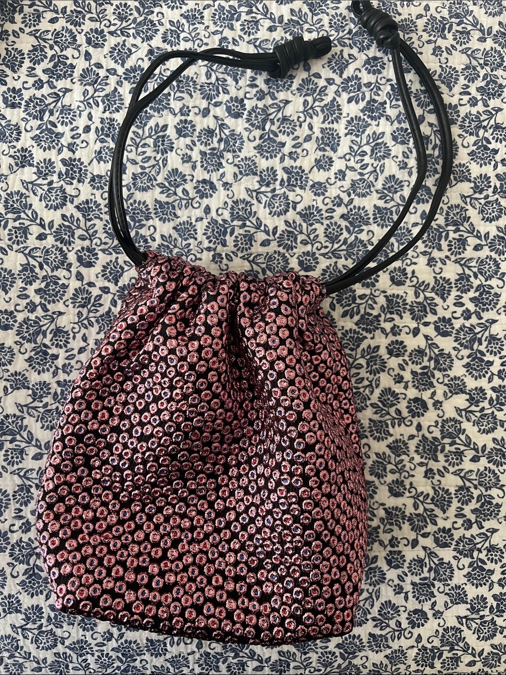 Dries van Noten metallic brocade print drawstring purse